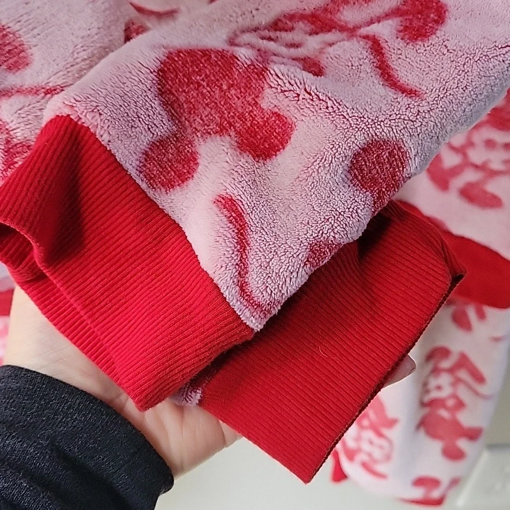 Disney World Mickey Mouse Womens XL Pajama Set Plush‎ Lounge Red White Cozy - Picture 8 of 15